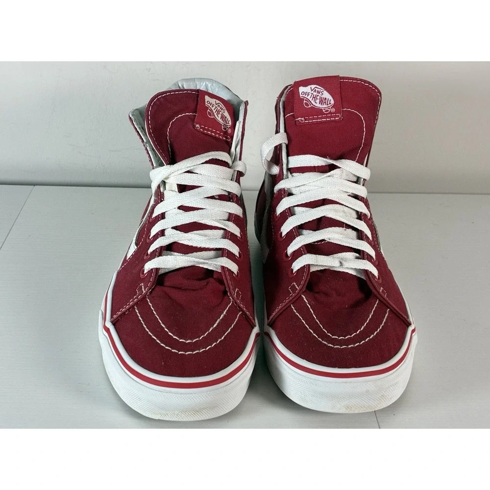Men's Sk8 Hi Vans Red Canvas Shoes Size 9 Shoes
